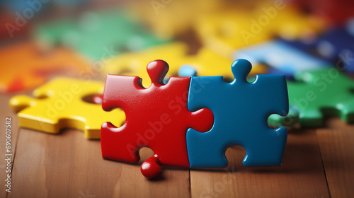 Two mismatched puzzle pieces struggling to fit together, symbolizing the challenges of unity and collaboration. --ar 16:9 --v 5.2 Job ID: d7cec93c-71b3-4e57-a3ed-2f87702b36ef photo