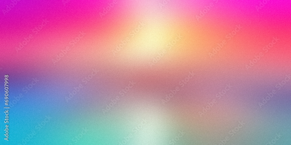Ultra wide pink turquoise red blue yellow matte blurred grainy background for website banner. Color gradient, ombre, blur. Defocused colorful mix bright fun pattern. Desktop design, template. Holidays