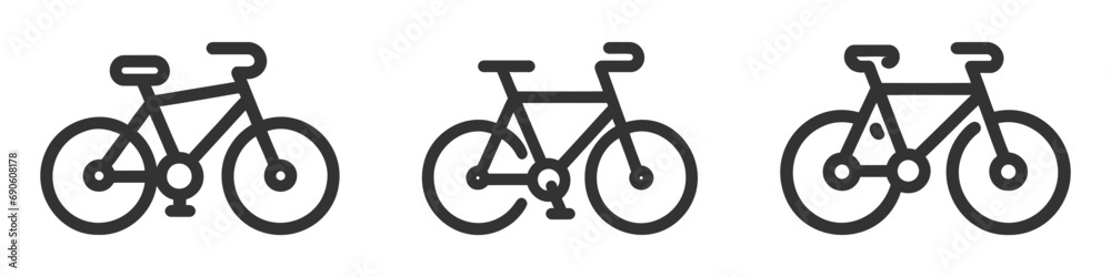 Fototapeta premium Bicycle icon on white background set, pack, collection. Vector illustration