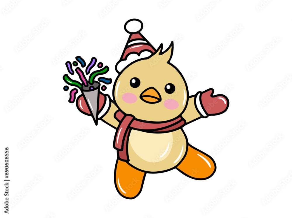 Naklejka premium Chicks Illustration for Christmas Day 