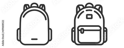 Backpack icon set, pack, collection on white background