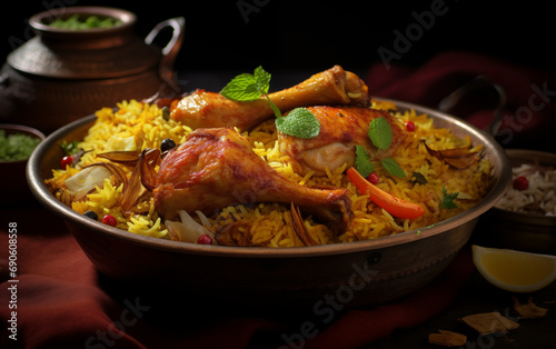 Delicious Chicken Biryani in Indian Restaurant