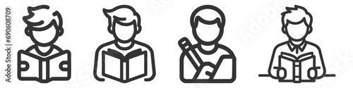 Student Icon - Vector illustration set, pack, collection on white background