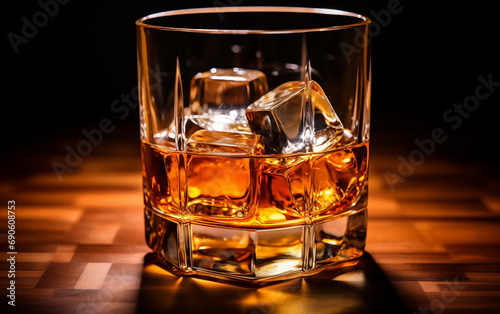 Whiskey Glass with Crystal Ice Cubes © PrabhjitSingh