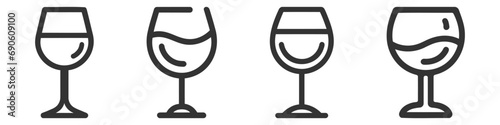 Wine glass icon set, pack, collection vector illustration isolated