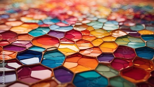 vibrant rainbow colors of voronoi diagram. network of geometric shapes  pattern  abstract background  