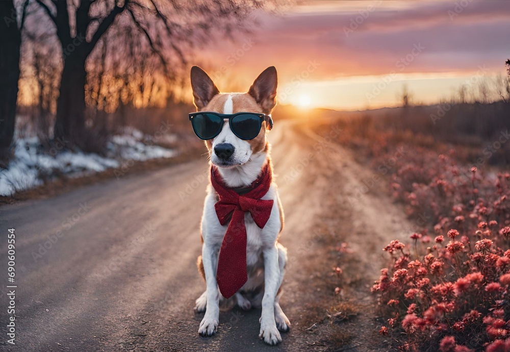 Dapper Dog in Sunglasses