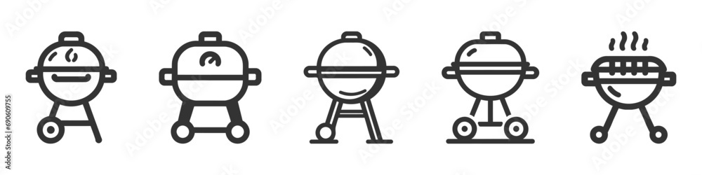 Outdoor grill vector icon set, pack, collection illustration isolated on white background Outdoor grill vector icon set, pack, collection illustration isolated on white background