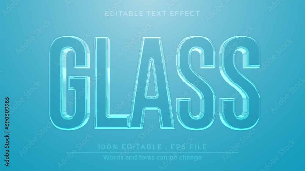 Glass editable text effect. Transparent text effects