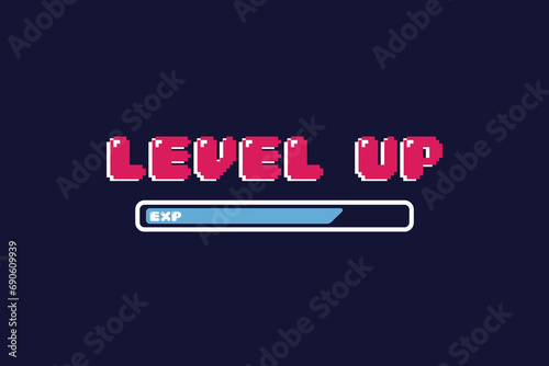 Vector illustration of loading bar with the word live up in pixel art style