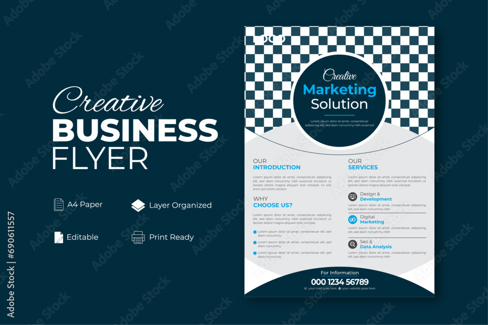 Modern Corporate flyer layout, Creative and clean design, blue color, fully editable, business advertise, corporate, branding, promotion, publication, marketing, 