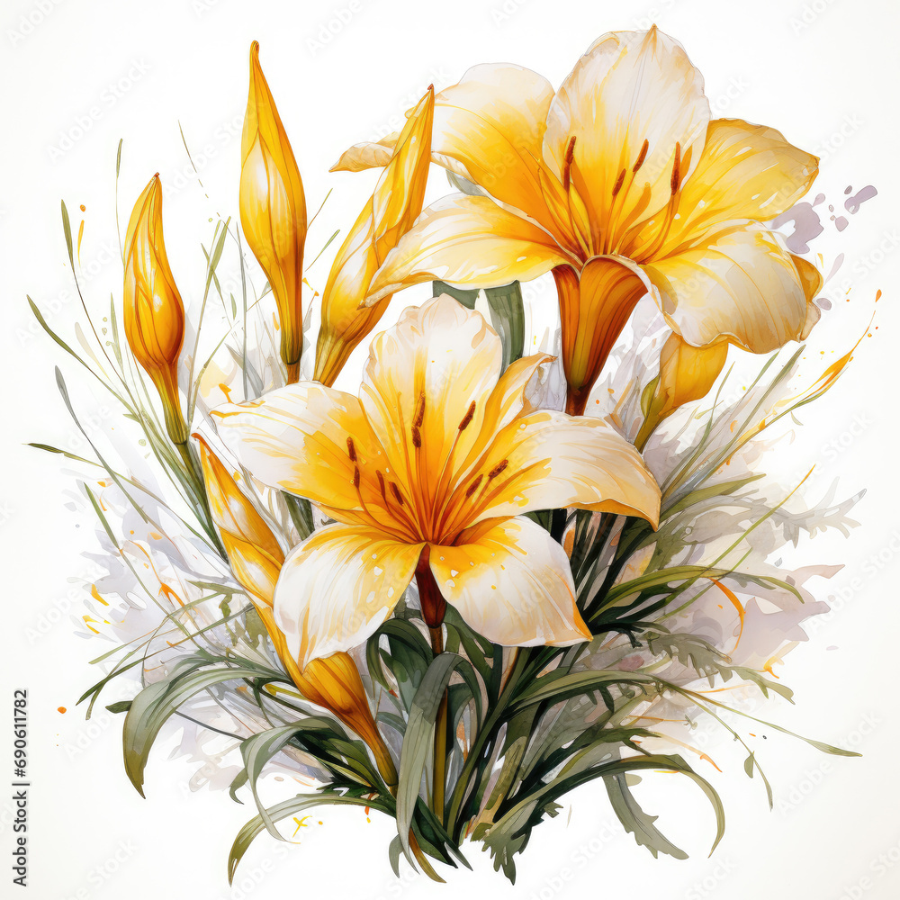 Obraz premium watercolor Saffron clipart, Generative Ai