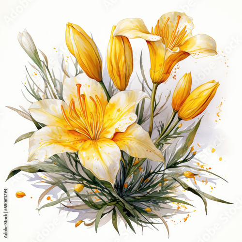 watercolor Saffron clipart  Generative Ai