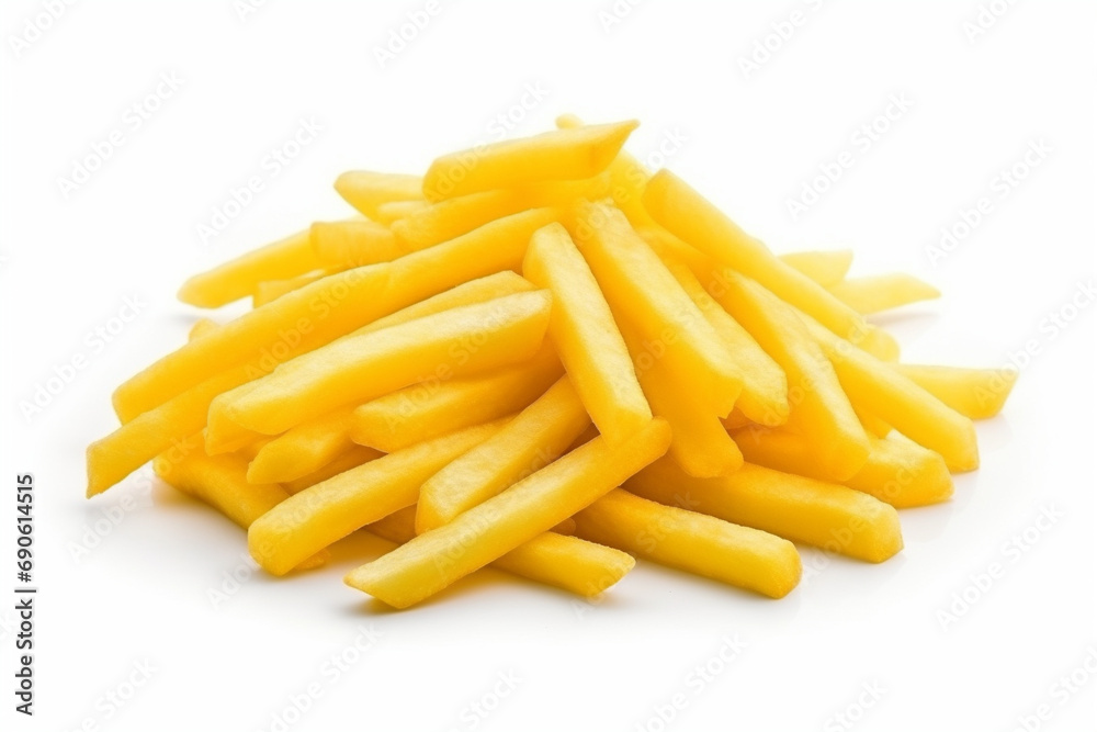 French fries, pile, isolated on white background. French fries, pile, isolated on white background.
