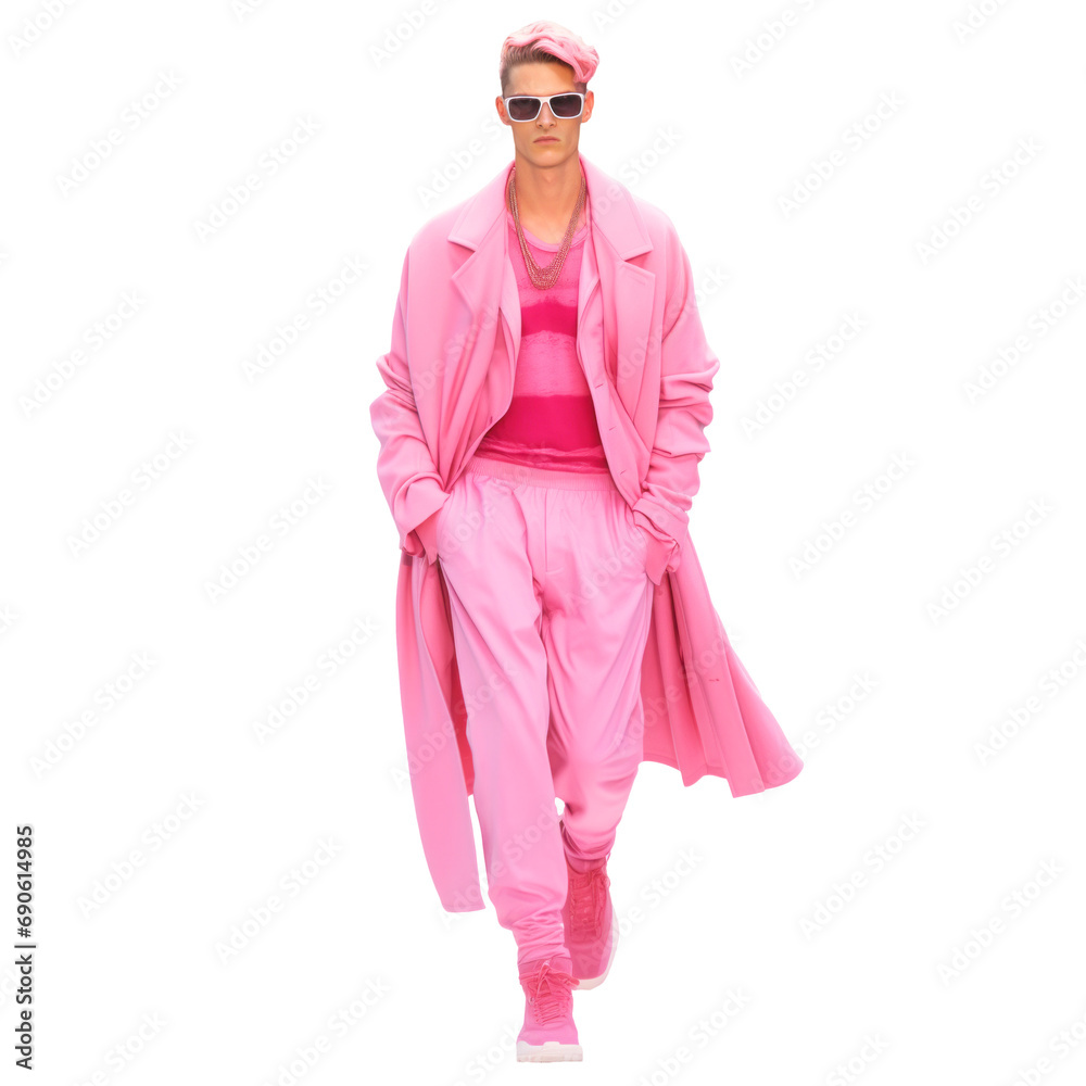Fashion model in pink outfit on isolated background Fashion model in pink outfit on isolated background