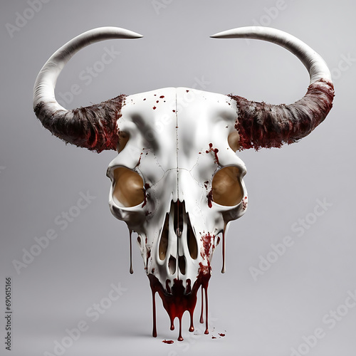 A bull's skull on a light background.