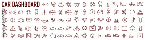 Car dashboard icons. Car control panel interface. Dashboard icons.