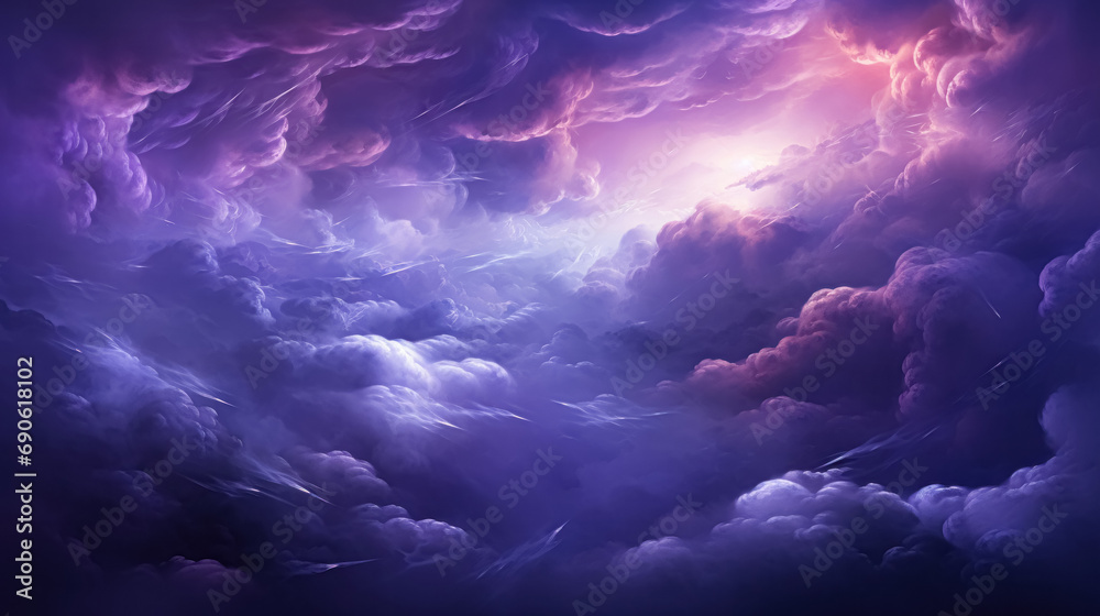 Fantasy cloudscape. Abstract fractal shapes. 3D rendering illustration background or wallpaper.   - obrazy, fototapety, plakaty 