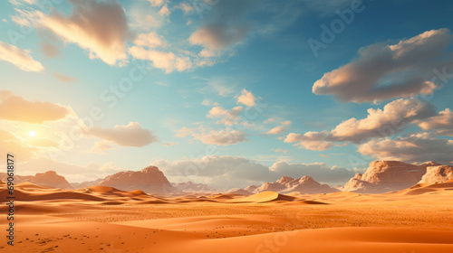Dead tree in the middle of the desert. Beautiful desert landscape. 3d rendering. Computer digital drawing. © korkut82