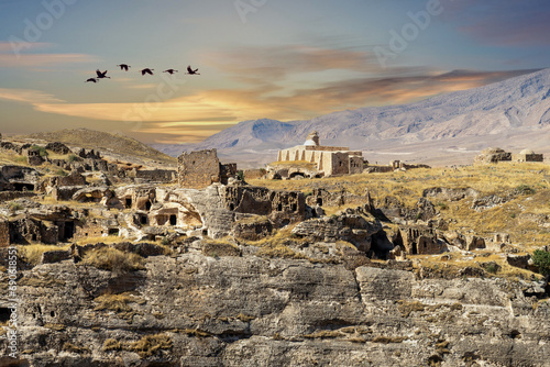 Hasankeyf ancient city. Hasankeyf, which has a history of 12,000 years, was submerged under the dam waters of the Tigris (Dicle) River with its historical bridges and structures. Batman, TURKEY photo