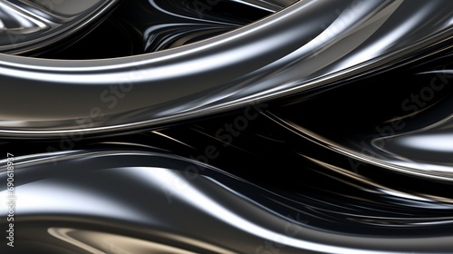 Liquid obsidian and silver melding together in a sophisticated 3D arrangement, crafting a sleek and abstract background captured in high-definition clarity. © AB malik