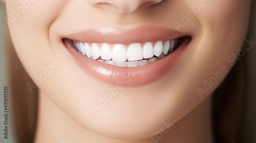 Women with beautiful white teeth and a smile  close up 