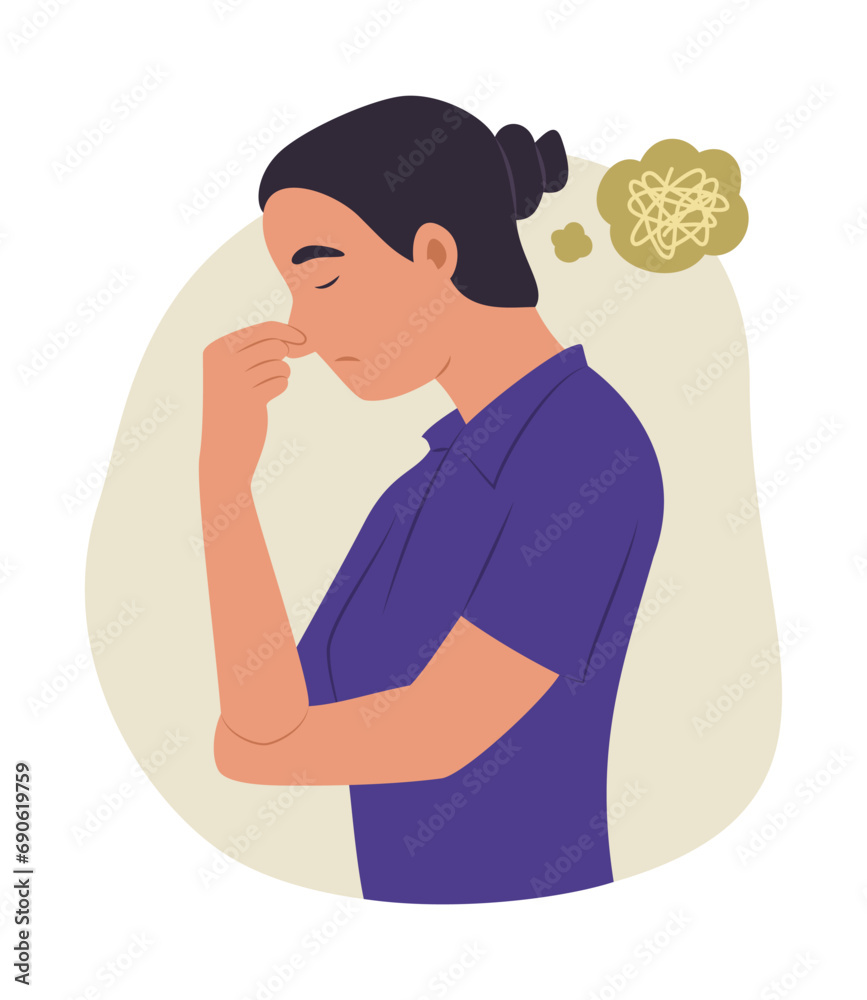 Tired Woman with Feeling of Stress for Depressed Concept Illustration Tired Woman with Feeling of Stress for Depressed Concept Illustration