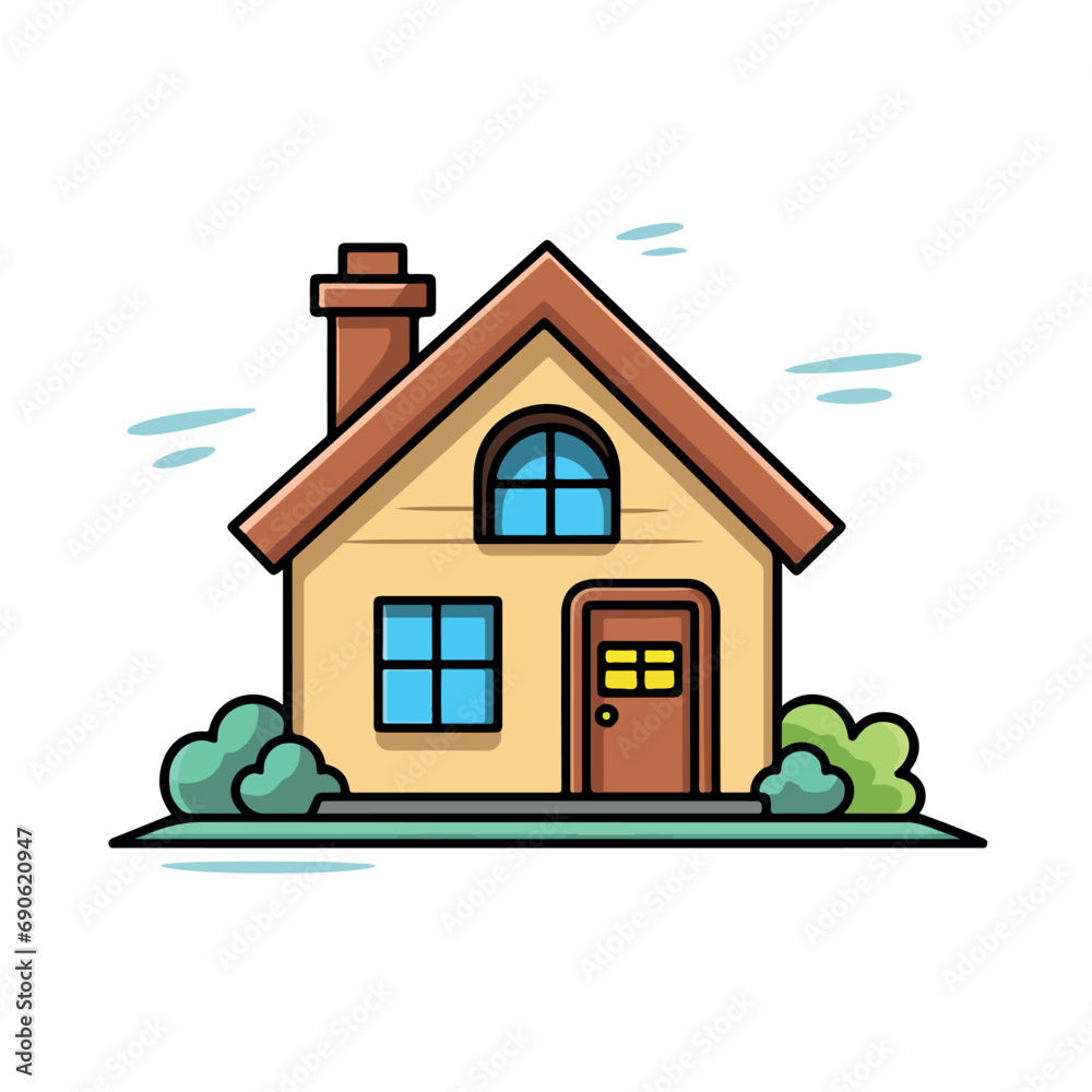 house icon flat vector illustration. house icon hand drawing isolated vector illustration