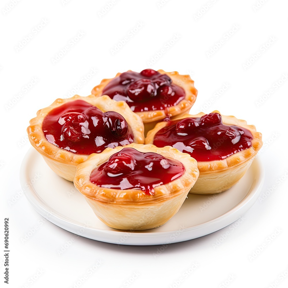 cranberry brie mini tarts isolated on white background cranberry brie mini tarts isolated on white background