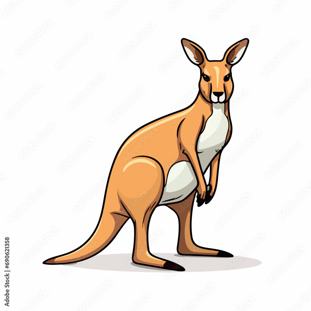 kangaroo flat vector illustration. kangaroo hand drawing isolated vector illustration