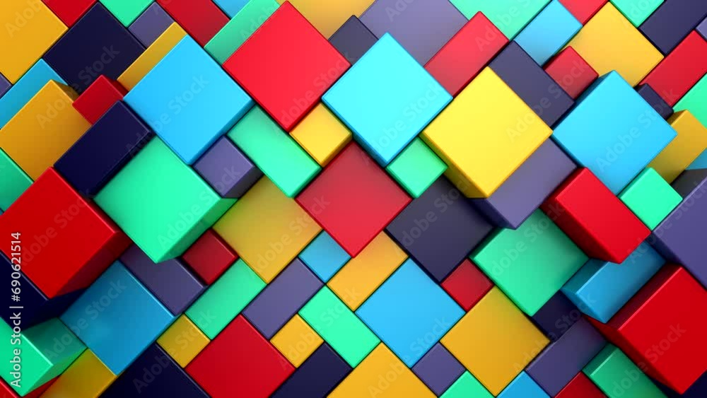 Geometric Shapes Form a Wave. Abstract motion, 3d rendering, 4k resolution
