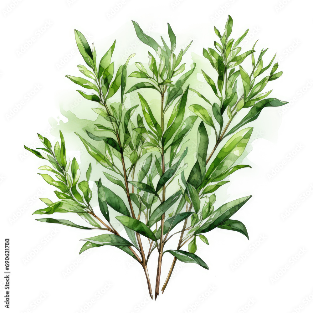 watercolor Tarragon clipart, Generative Ai