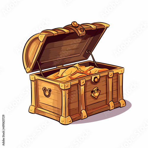 open simple treasure box flat vector illustration. open simple treasure box hand drawing isolated vector illustration