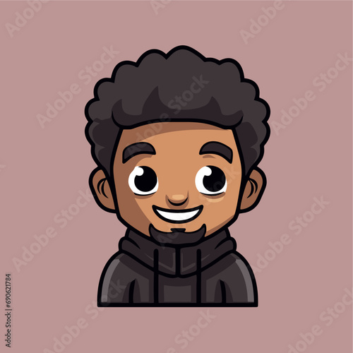 simple cute black boy ith beard icon vector