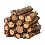 Pile firewood flat vector illustration. Pile firewood hand drawing isolated vector illustration