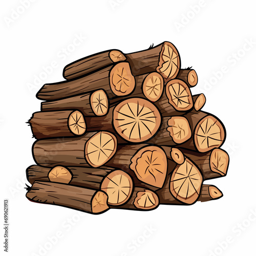 Pile firewood flat vector illustration. Pile firewood hand drawing isolated vector illustration