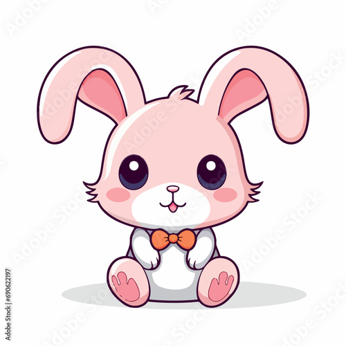 pink bunny easter flat vector illustration. pink bunny easter hand drawing isolated vector illustration © OLGA