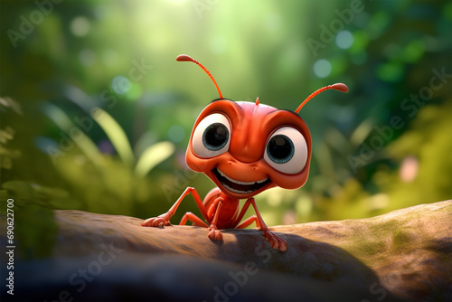 cartoon illustration of a cute bat ant smiling