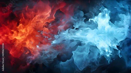Abstract fire and ice colorful effect background design 