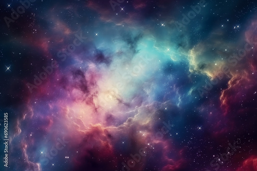 Colorful space galaxy cloud nebula. Stary night cosmos