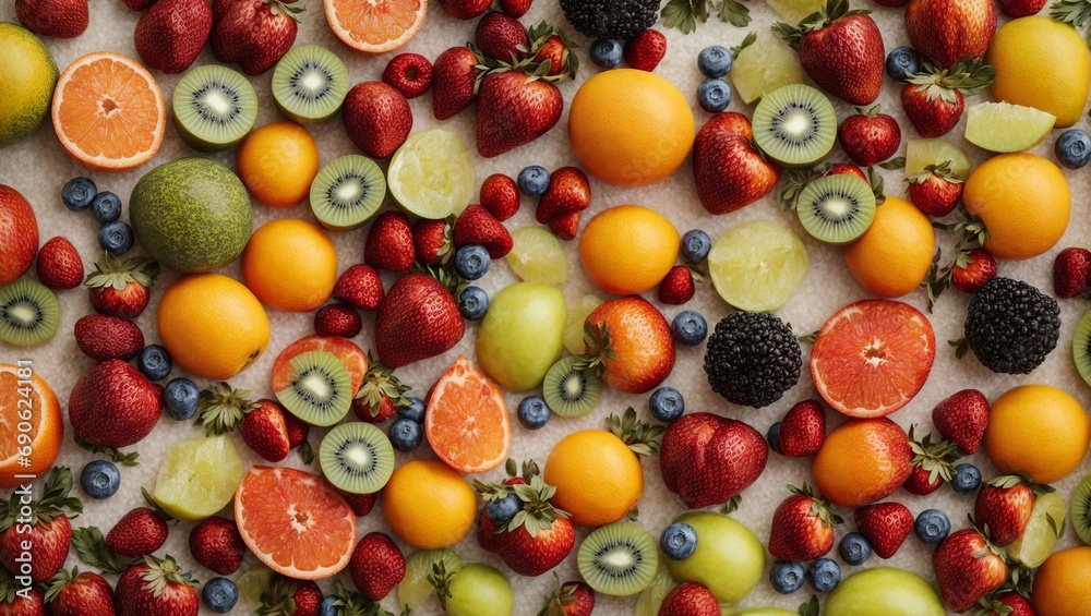 A Vibrant Still Life of Fresh Fruits on a Table