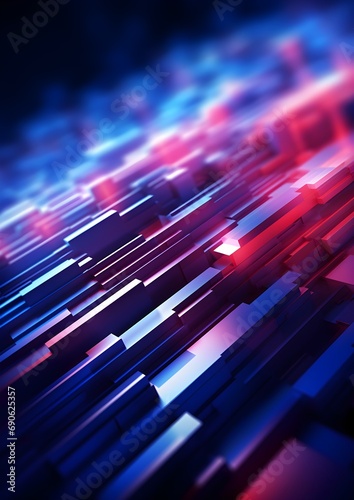 an abstract illustration of blue and red lines. Featuring abstract lines, Digital composition, Abstract innovation, brush, and 3D concepts
