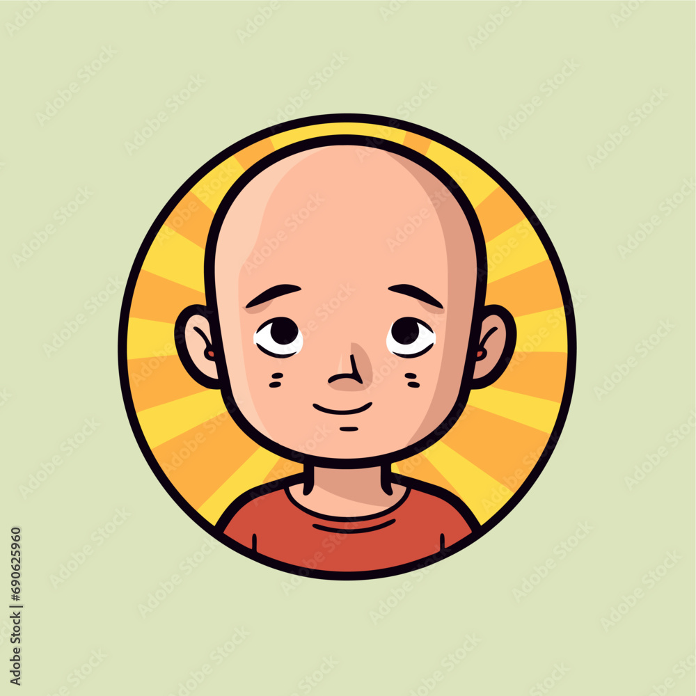 cute sick bald boy icon vector cute sick bald boy icon vector