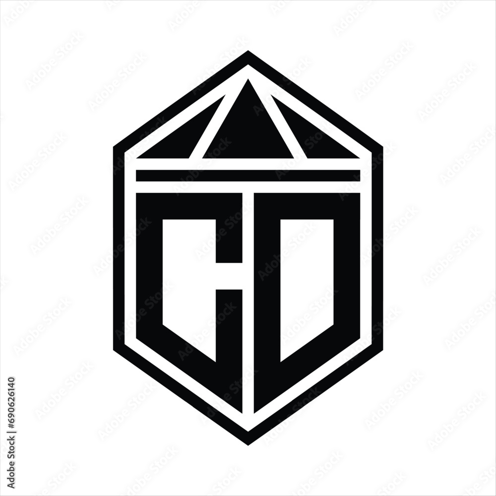 CD Letter Logo monogram simple hexagon shield shape with triangle crown isolated style design CD Letter Logo monogram simple hexagon shield shape with triangle crown isolated style design