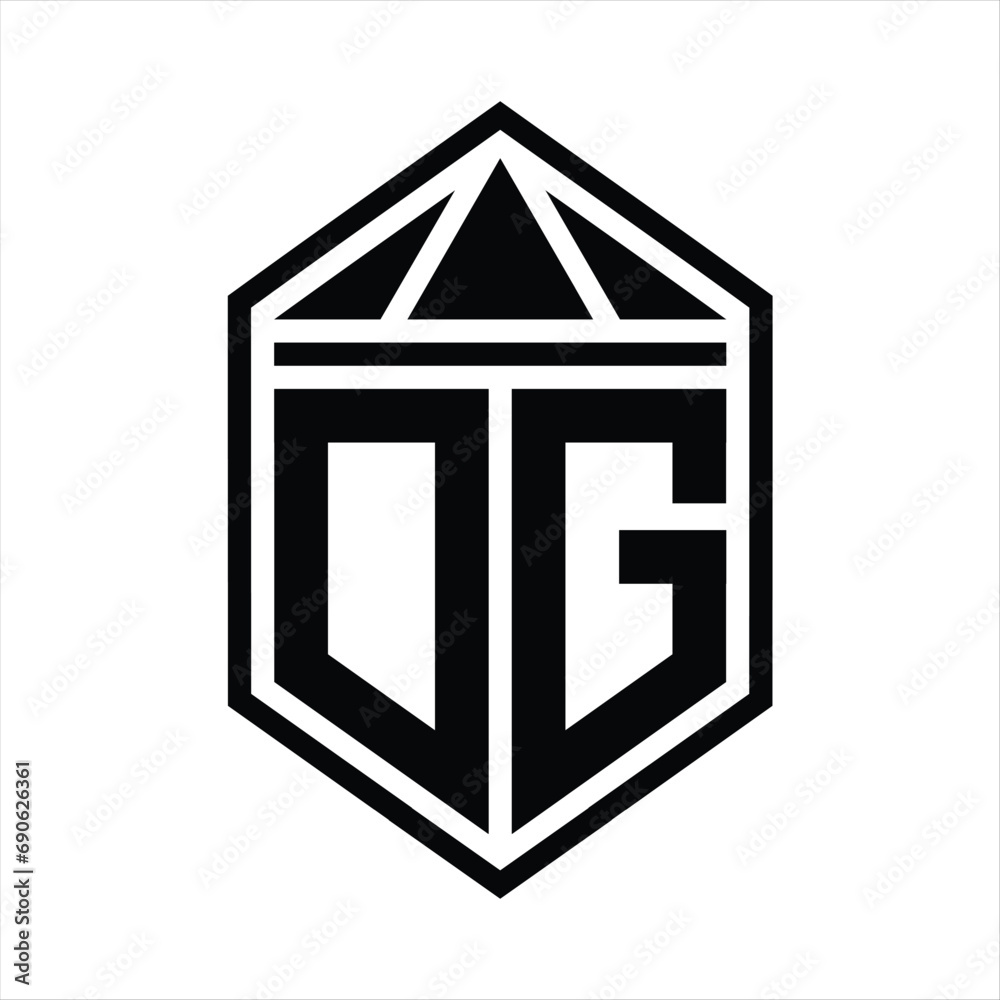 DG Letter Logo monogram simple hexagon shield shape with triangle crown isolated style design DG Letter Logo monogram simple hexagon shield shape with triangle crown isolated style design
