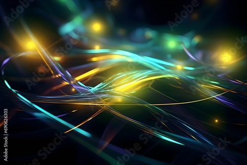 a colorful abstract background with lights and lines. Featuring abstract lines, Digital wave, Abstract dynamics, User interface, and Network concept concepts
