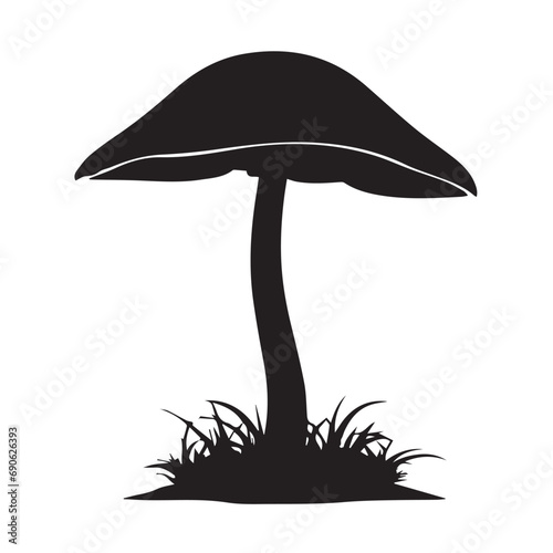 Mushroom silhouette and icon. Black flat color simple elegant Mushroom animal vector and illustration with white background.