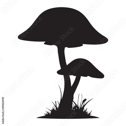 Mushroom silhouette and icon. Black flat color simple elegant Mushroom animal vector and illustration with white background.