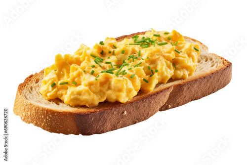 Scrambled Egg Toast Isolated on Transparent or White Background, PNG