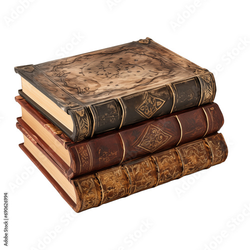 Stack of medieval books, cut out - stock png.